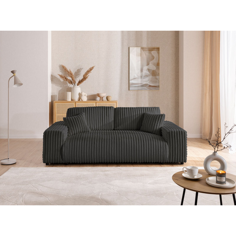 Mollis 3 Seater Corduroy Sofa, Dark Grey