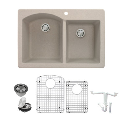 Aversa 33'' L Double Bowl Granite Kitchen Sink