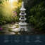 Statue de jardin pagode solaire 15,8 "h multicouche en résine imperméable zen - décoration de jardin de patio (gris)-1296667201