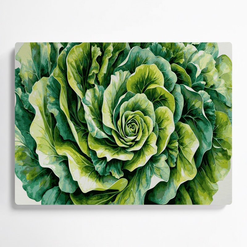 Légumes, laitue, beurre, vert, art mural en métal, 24" H x 36" W