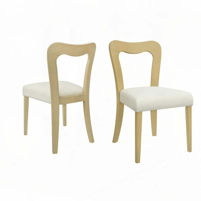 Alaric Mid-Century Modern Rubberwood Dining Chairs, Light Ash, Beige