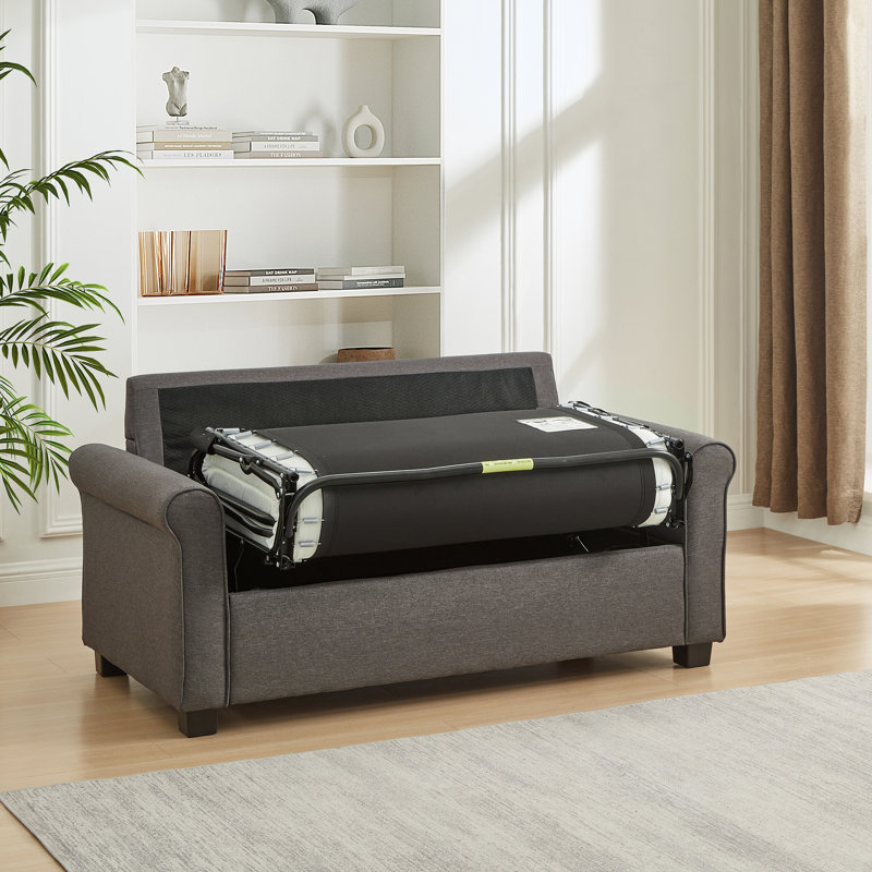 Canapé-lit rembourré moderne 57,1 po 2 places Devin - Canapé convertible compact en tissu gris