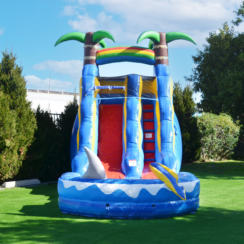 HeroKiddo 15 FT Ocean Shark Commercial Grade Water Slide (with Pool and Blower)