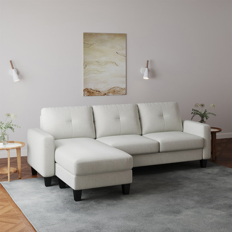 Matteus Upholstered Sectional Left Hand Facing, Beige Polyester