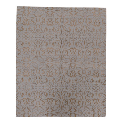 Himalayan Art Wool Floral Area Rug in Light Gray/Brown