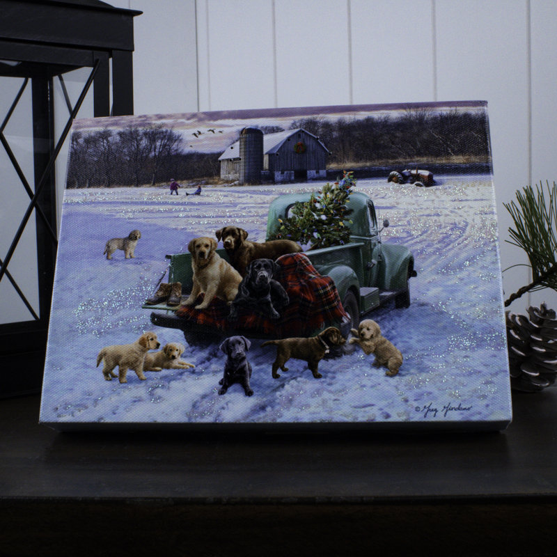 Pups and Pick up 8x6 Lighted Tabletop Canvas