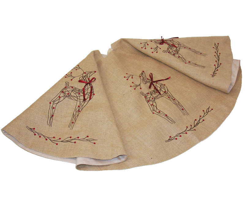 Johnone Embroidered Burlap Tree Skirt