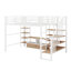 Lit mezzanine double en métal avec escalier, table intégrée et tablettes de rangement-566978670