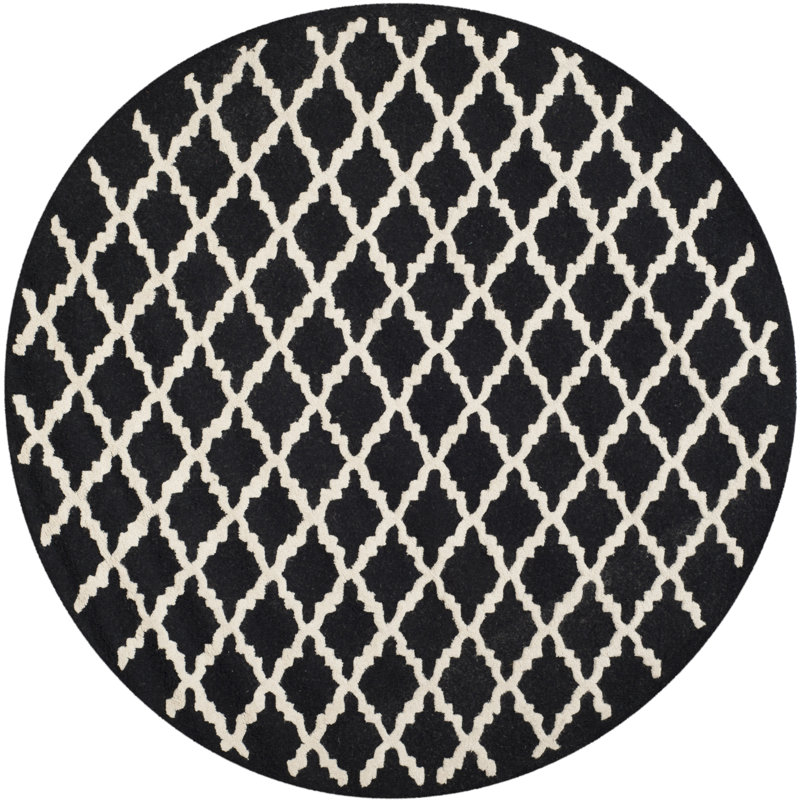 Cannen Hand Tufted Wool Geometric Rug, Round 6'