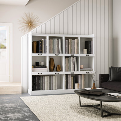 10-Shelf Bookcase For Books, Binders & More - And Bookcase, White 53.94"X11.62"X48.2" Holds Framed Photos