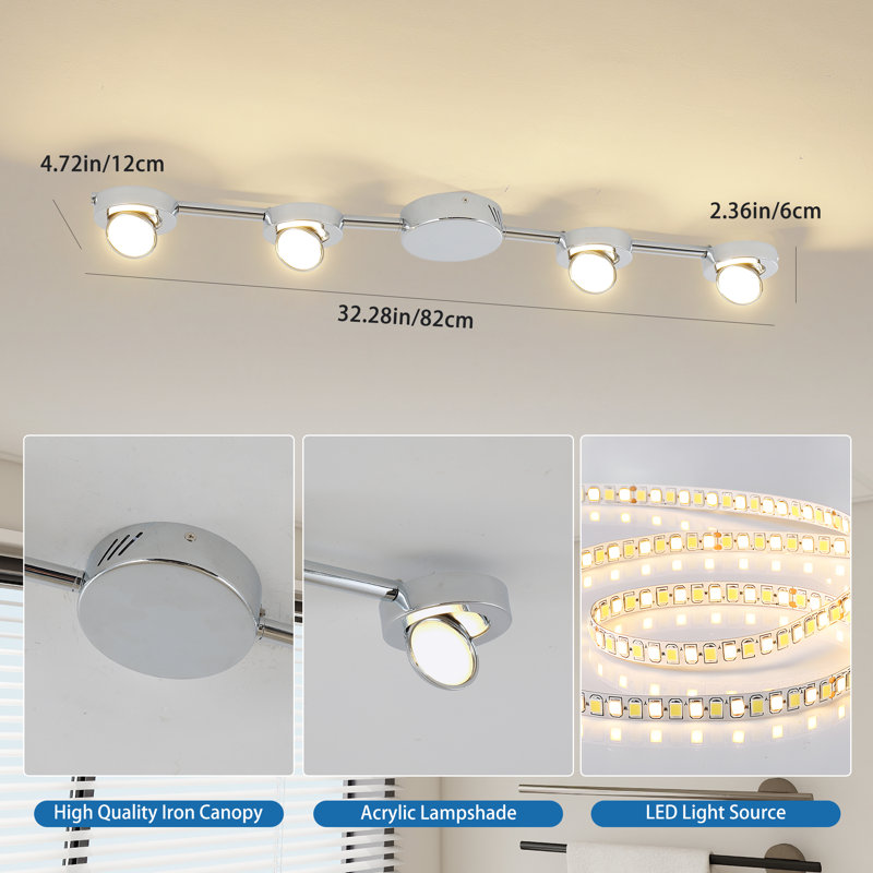 Plafonnier encastré à intensité variable 4 lumières DEL 32,28 po