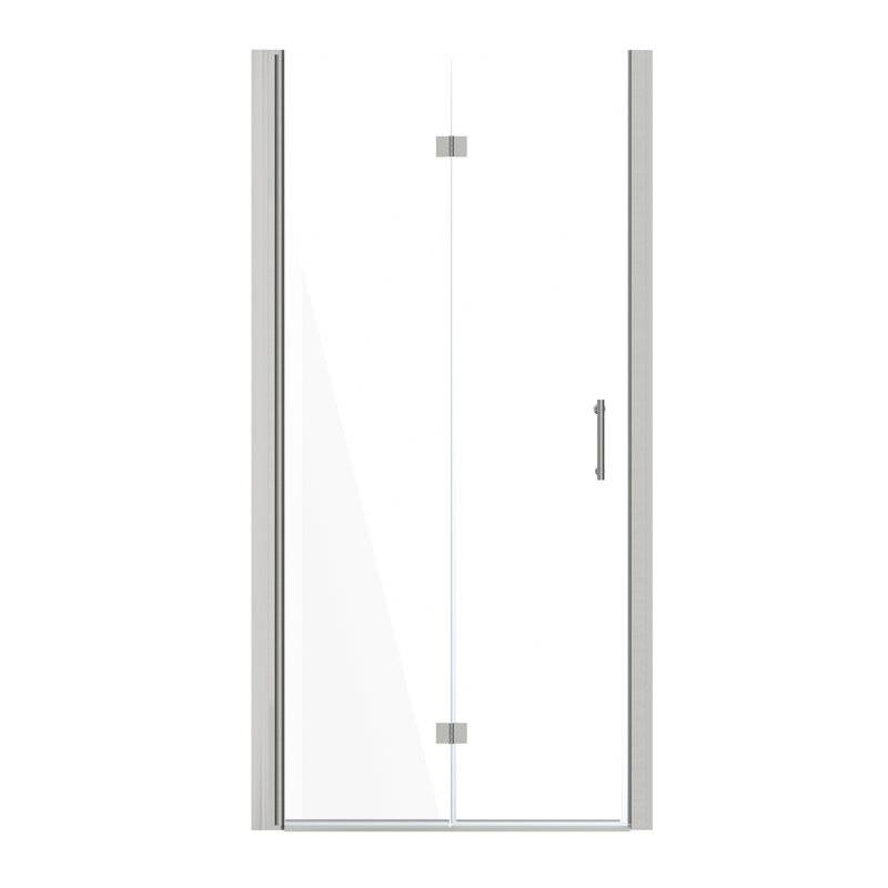 Porte de douche pliante en verre l 32 "x H 72" pliable 6mm, Argent brossé