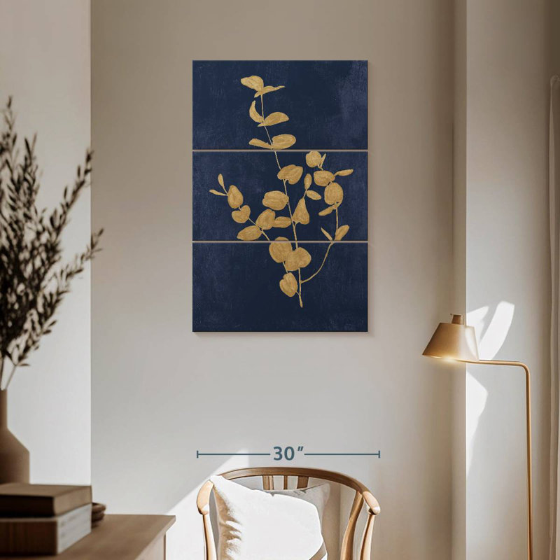 Étude botanique Harnek III - bleu marine, H 57 po x l 36 po