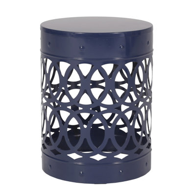 Grande table d'appoint moderne pour l'extérieur. Bleu marine, construction coupée. Thermolaqué, sans assemblage. Grande table 13,43 po x 13,43 po x 18,34 po, 4,59 lb. Conception bleue, thermolaquée. Assemblage requis. 13,43 po