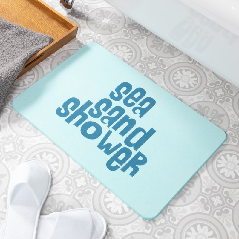 Non-Slip Bath Mat, Aqua Blue