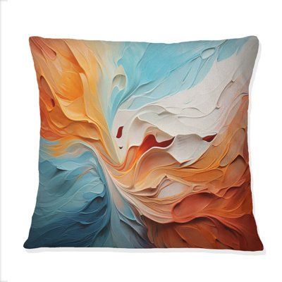 Coussin à imprimé abstrait bleu sarcelle avec motif abstrait «I» Dams