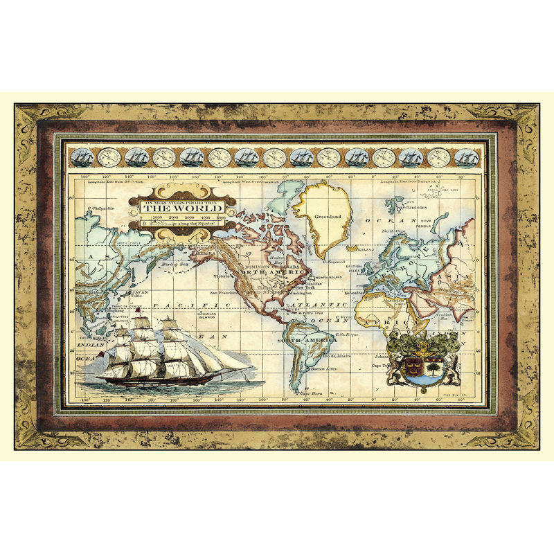 Map Of The World - Wrapped Canvas Print, 30cm H x 46cm W x 3.8cm D
