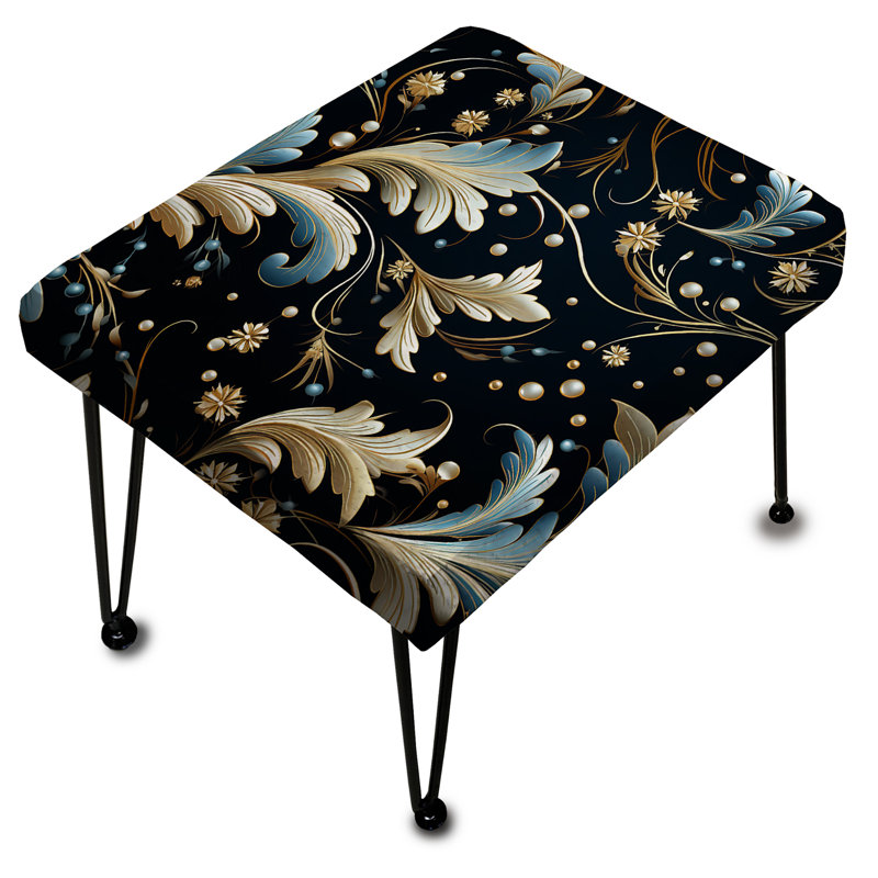 Repose-pieds rectangulaire bleu et doré