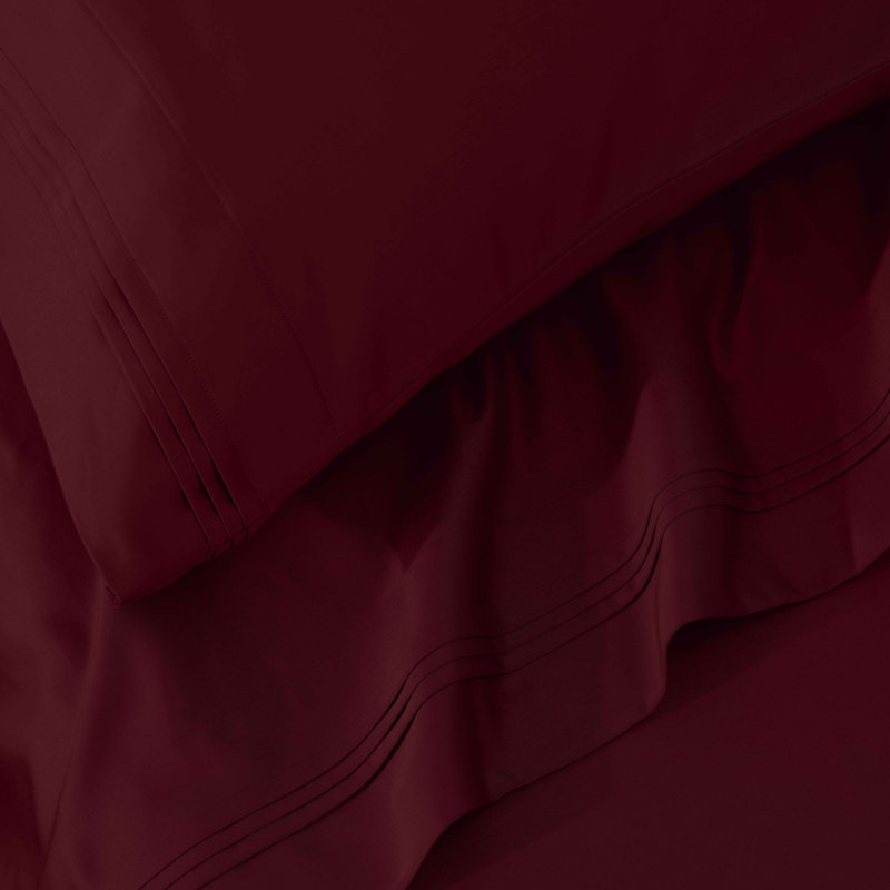  Ensemble de draps en coton 1000 fils Blue Nile Mills, Très grand, Bourgogne