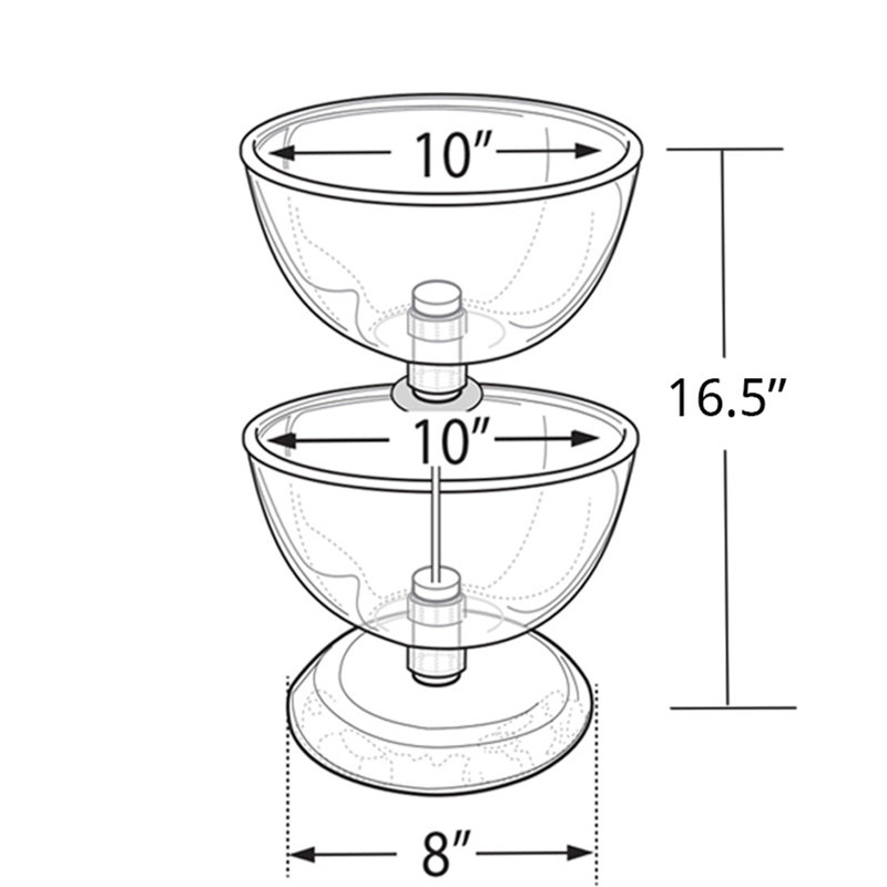 Two-Tier 10" & 10" Bowl Counter Display, 16.5" H x 10" W x 10" D