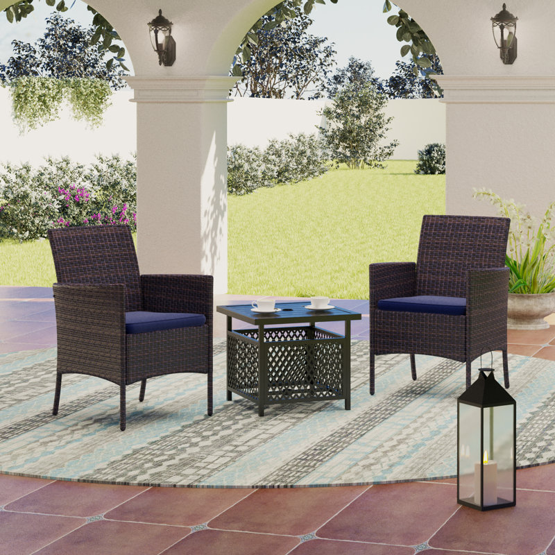 Alyah 2 - Person Patio Dining Set with Square Table , Cushions Included