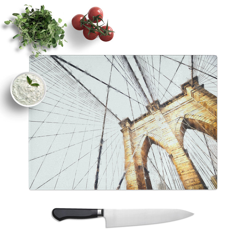 Tempered Glass the Brooklyn Bridge in New York City Chopping Board, 28.5 cm x 39 cm