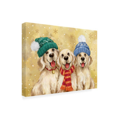 Kidada MAKIKO Christmas Golden Dogs Canvas Art