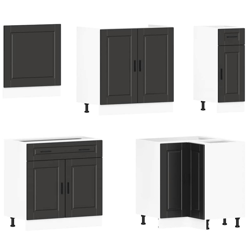 Maribeth 11 Piece Kitchen Cabinet Set, Black