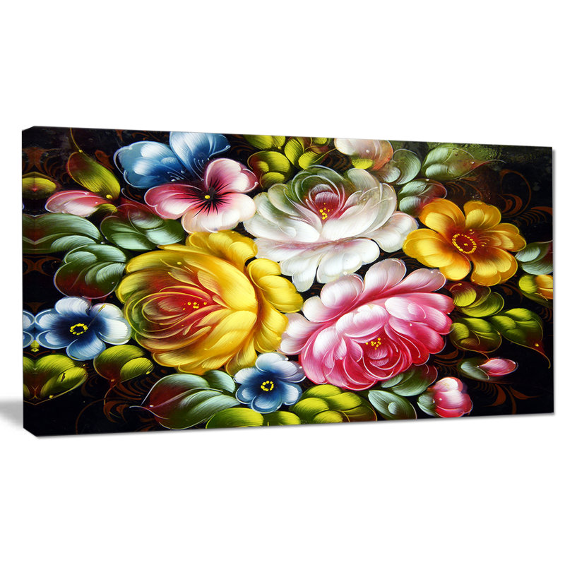 Digital Flower Bouquet - Wrapped Canvas Print, 16" H x 32" W x 1" D