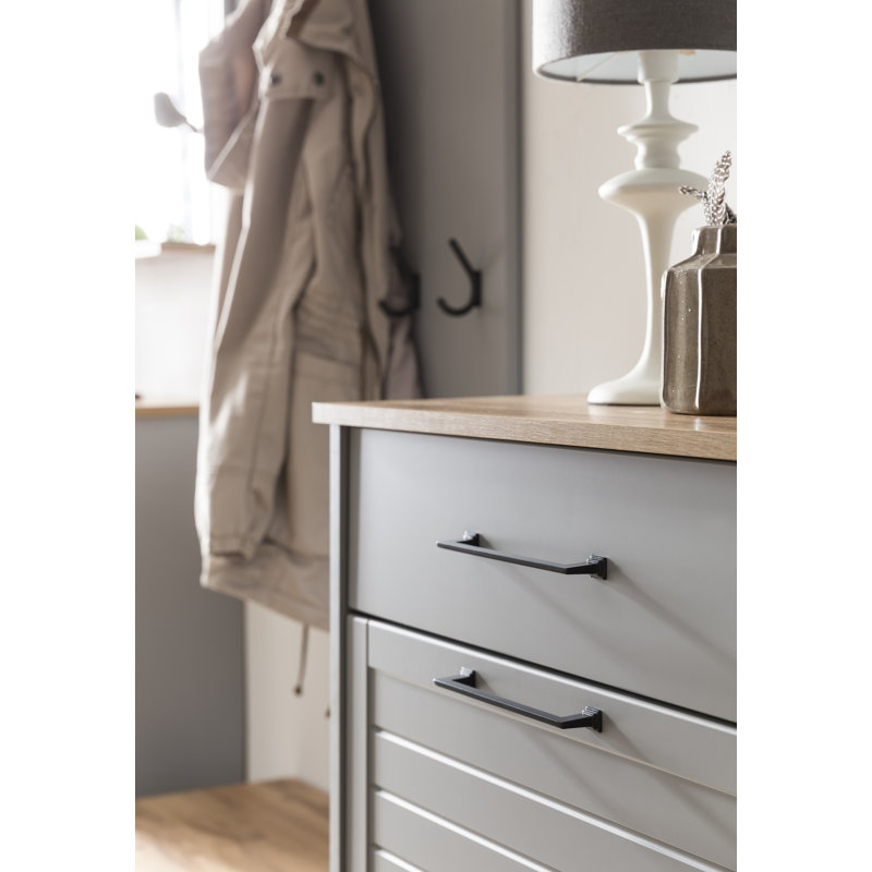 Alapaha Oak Country House / Matt White Shoe Cabinet, Brown/Grey