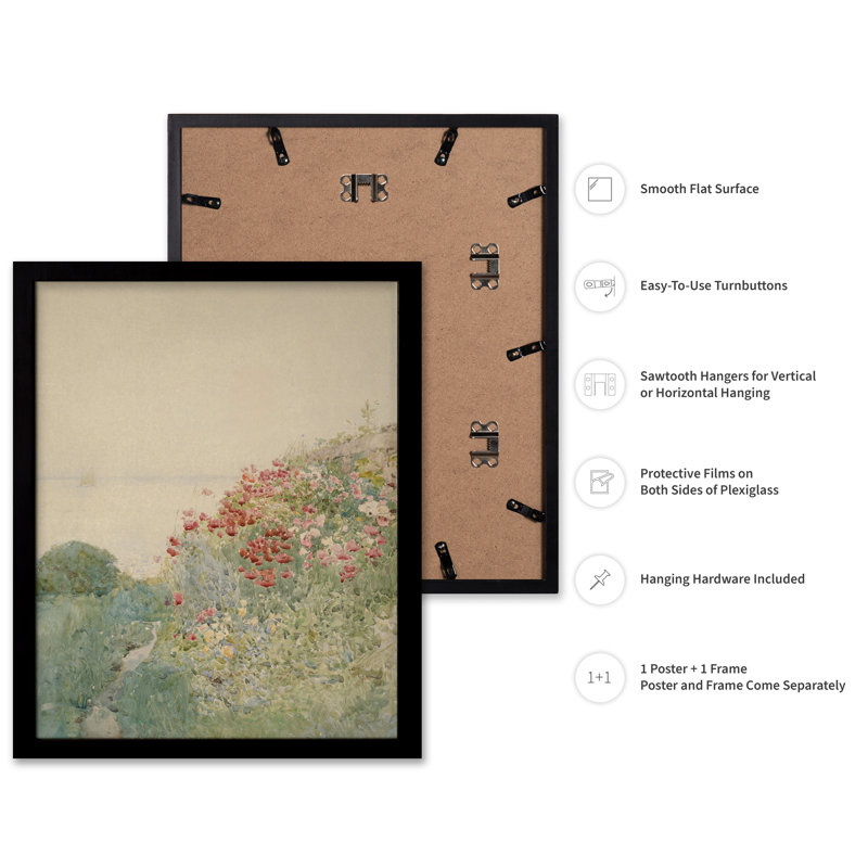 Champ de coquelicots, Cadre noir, Affiche, H 18 po x l 24 po