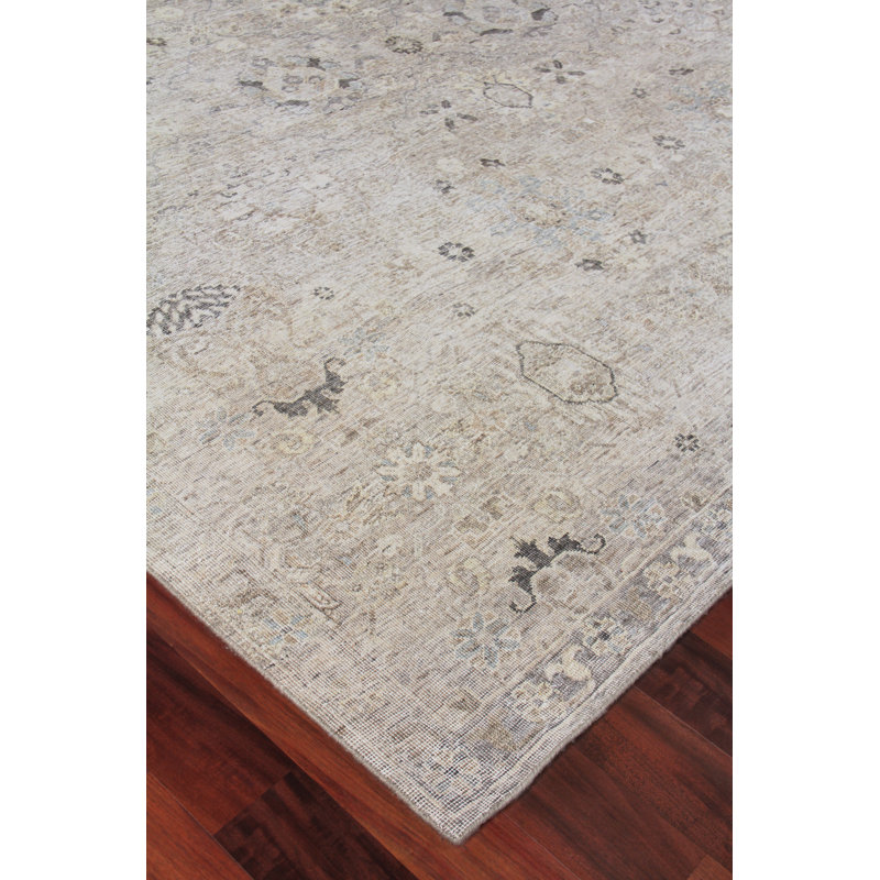 Heirloom Wool Abstract Area Rug in Khaki, Rectangle 4' x 6'
