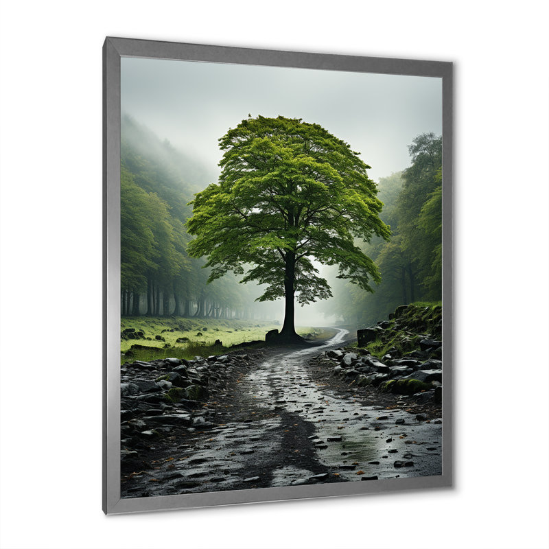 «Green Trees Mute Treescape», reproduction d'art sur toile, H 32 po x l 24 po x P 1 po, Cadre photo argenté