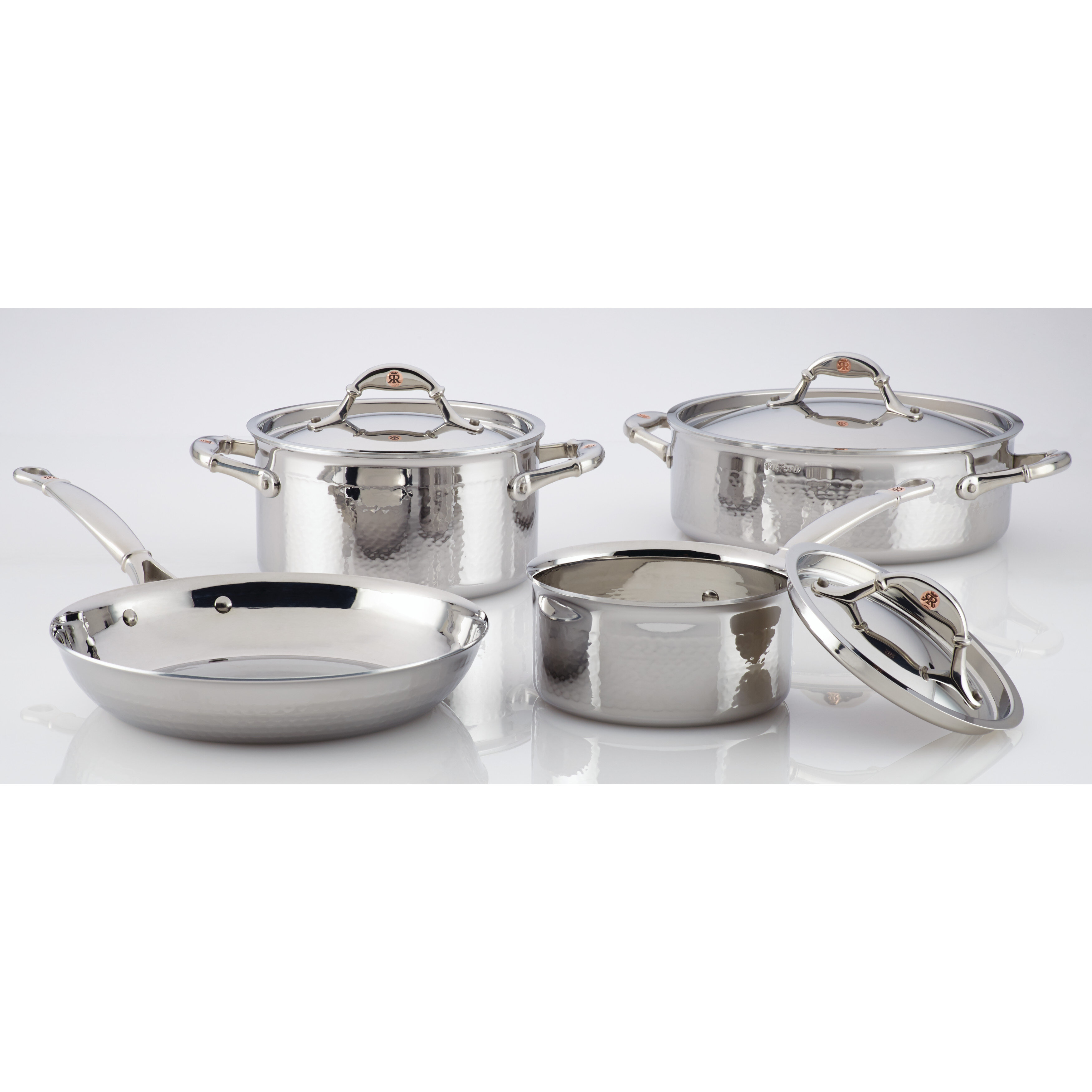 Ouro Gold 11Pc 18/10 SS Cookware Set, Metal Lids - Bed Bath