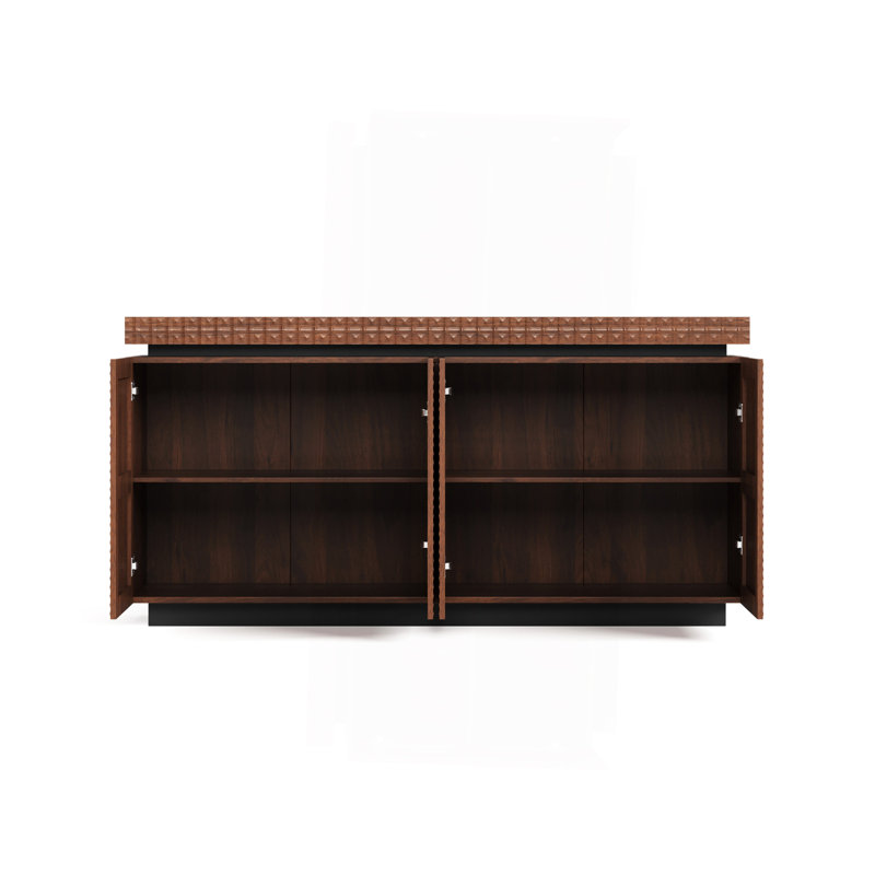 Sideboard Buffet Cabinet,Modern Accent Storage Sideboard, Luxurious Floor Cabinet Buffet With Freestanding Anti Dumping For Kitchen, Living Room, Entryway, Hallway,58.3" Wide 4-Door Sideboard(Brown)