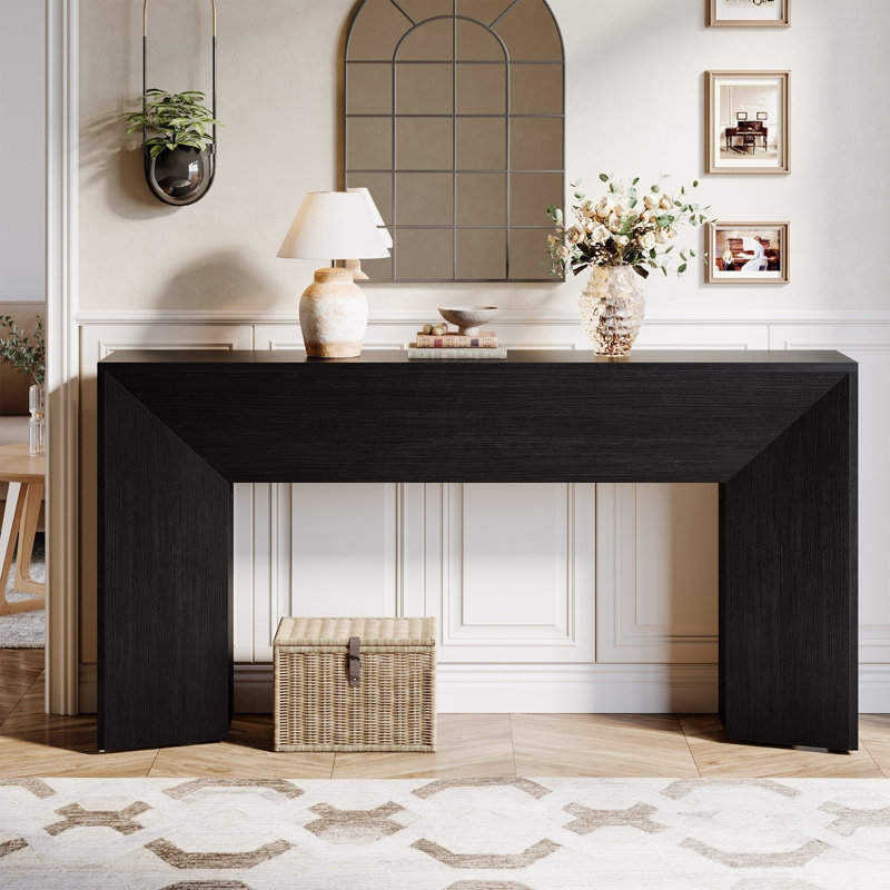 Console 63 po, table de couloir avec canapé en bois