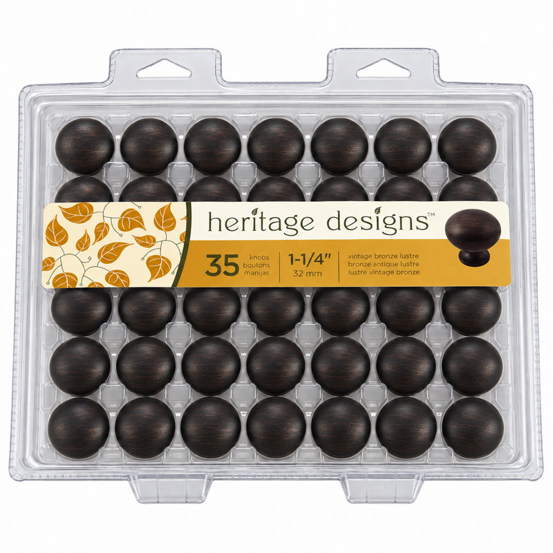Poignée champignon de la collection Transitional - lustre bronze rétro de 1 1/4 po de diamètre - quincaillerie transitionnelle pour tiroirs et armoires