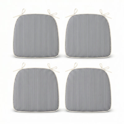 Outdoor Patio Chair Cushions, Water-Repellent U-Shape Thick Foam Seat Cushions with Ties, 17"x16"x2" All-Weather Cushions for Garden, Patio & Dining Chairs Set of 4