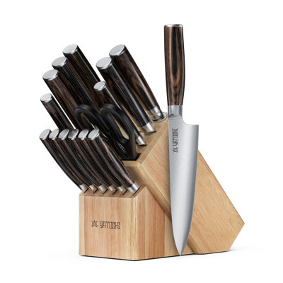 15-Piece Kitchen Knife Block Set- Acacia