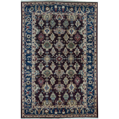 Tapis bleu marine de haute qualité noué à la main Sultanabad