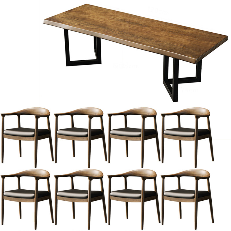 Modern simple industrial style table set, 29.5"H x 78.7"L x 31.4"W 