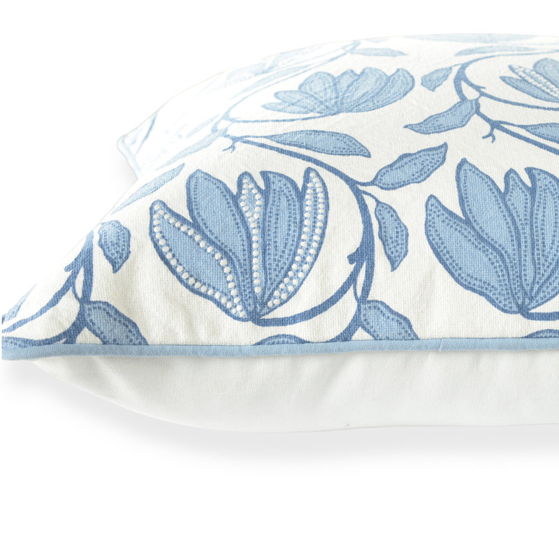 Coussin 100% coton, White/Blue, Duvet synthétique