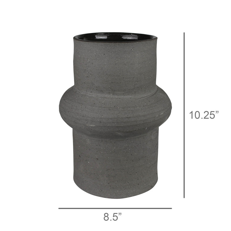 Cruz Vase Cylinder, Ceramic, Black