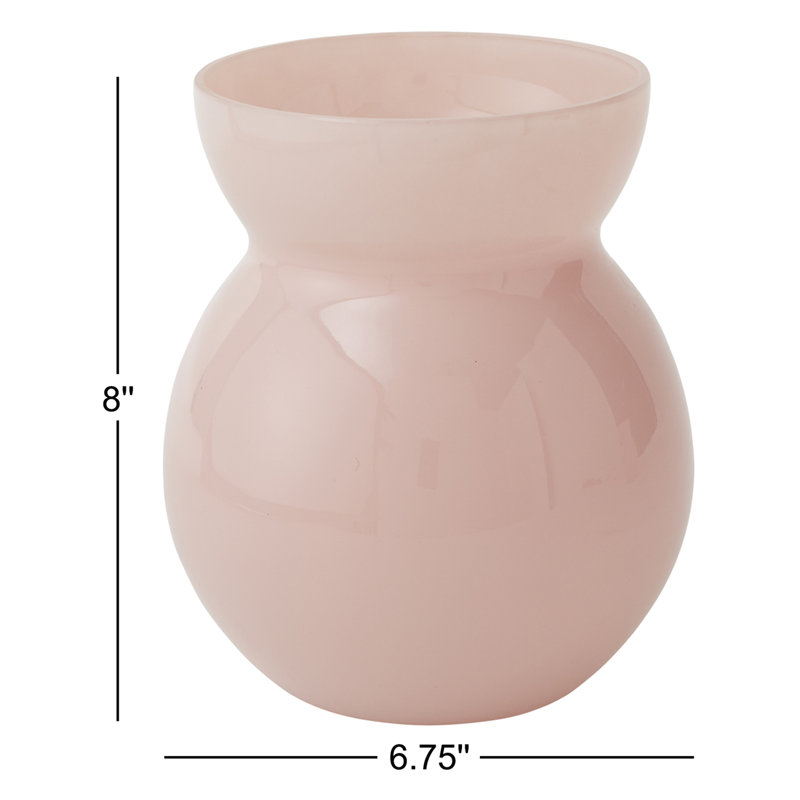 Vase de table en verre fait à la main Guliana, Rose clair, H 8 po x l 6,75 po x P 6,75 po