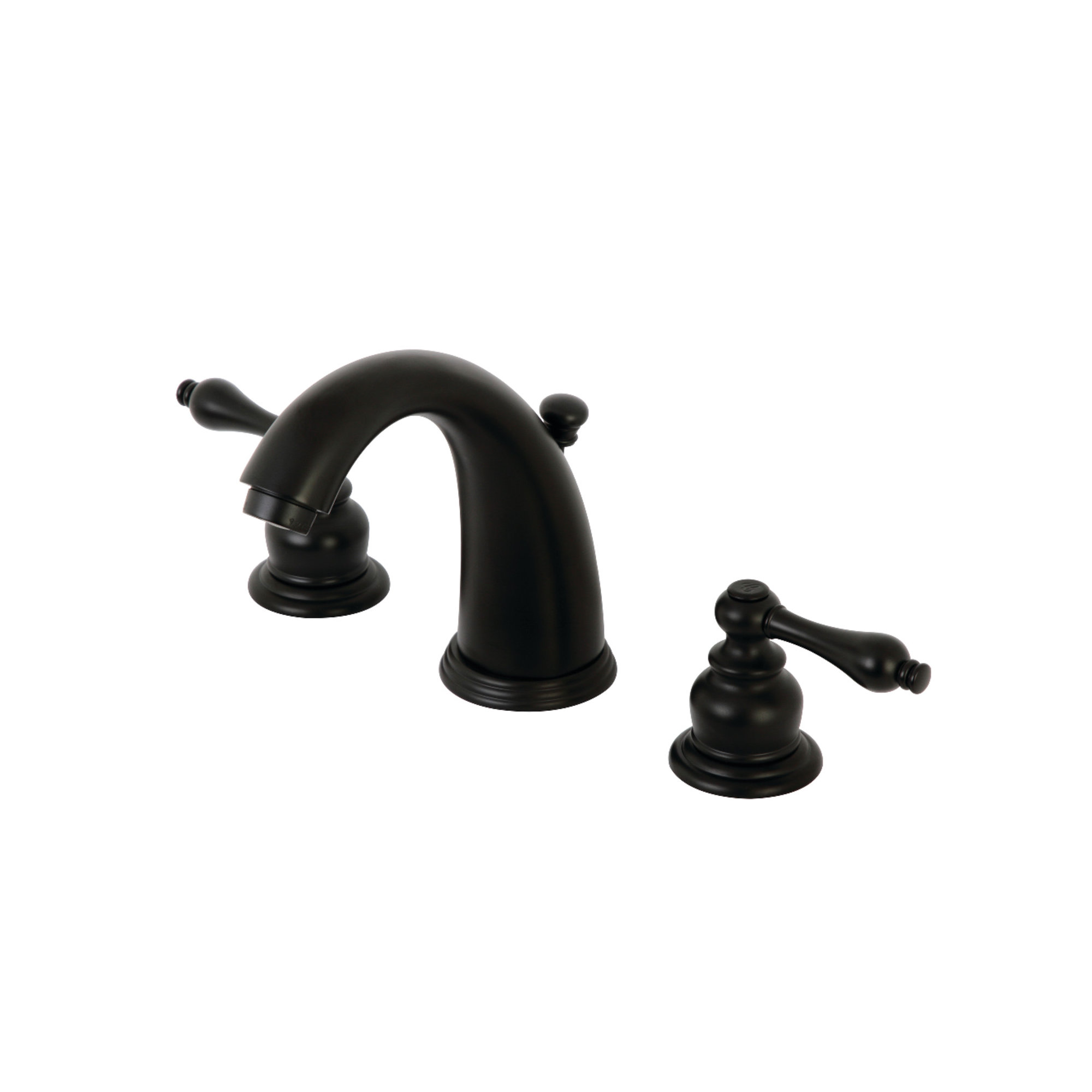 Kingston Brass Victorian Two-Handle 3-Hole Deck Mount Widespread Bathroom Faucet with Retail Pop-Up Drain, Matte Black