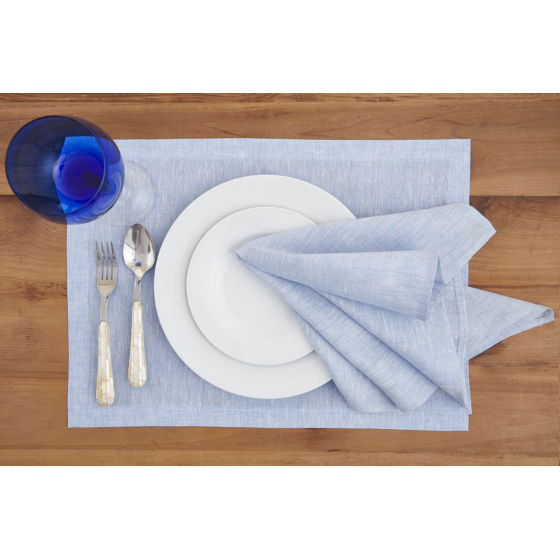 100% Pure Linen Dinner Napkins - Athena, Chambray Blue