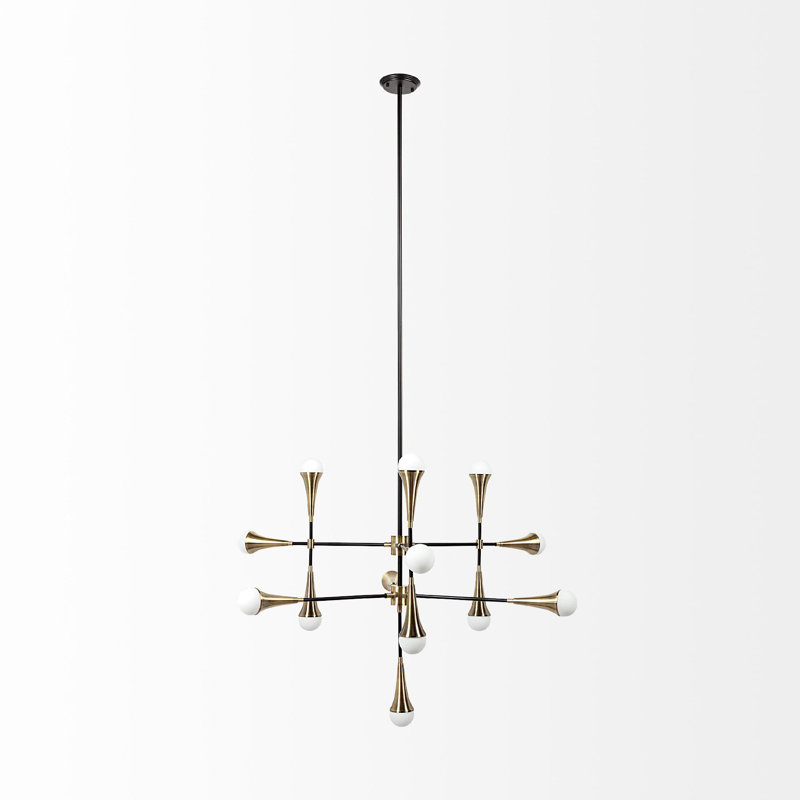 Lustre sphérique spoutnik à 13 lumières Coddington, Champagne antique
