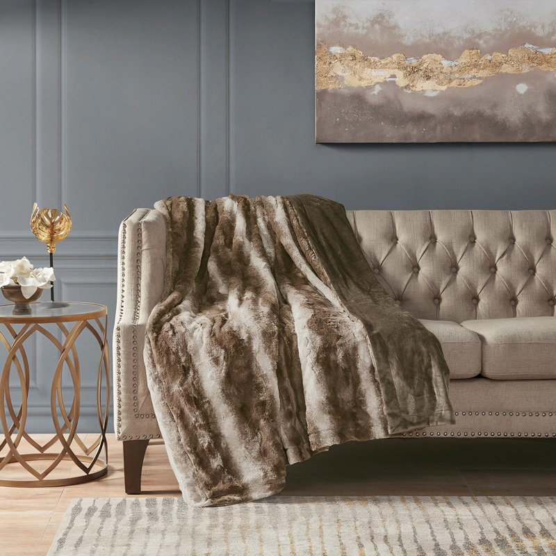 Luxuriously Soft Faux Fur Blanket, Brown