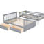 Lit superposé simple au-dessus d'un lit double avec tiroirs, fonction convertible grise, pin et matériau, rails de sécurité en forme de clôture, projet de type assemblage facile-130734245-130734244