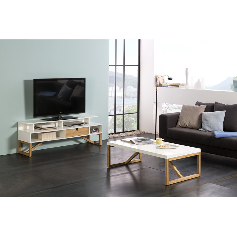 Biscayne Solid Wood Sled Coffee Table, White